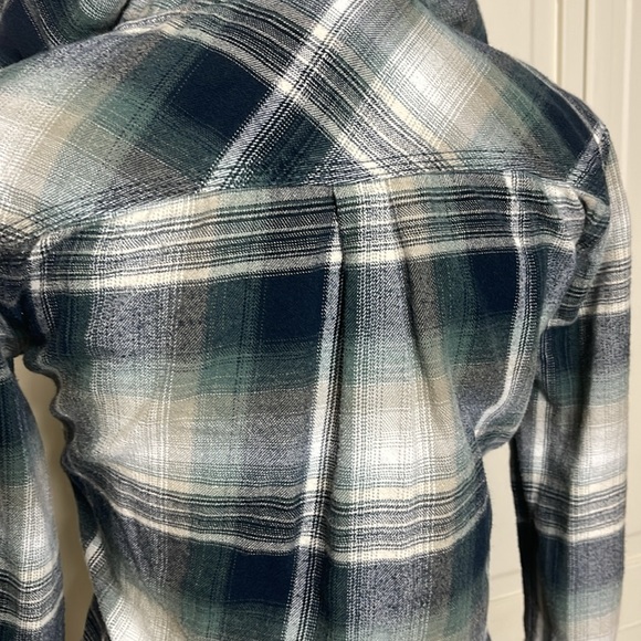 Carhartt Women’s Beartooth Hooded Flannel Button Down Shirt Navy Size XS - Picture 7 of 12